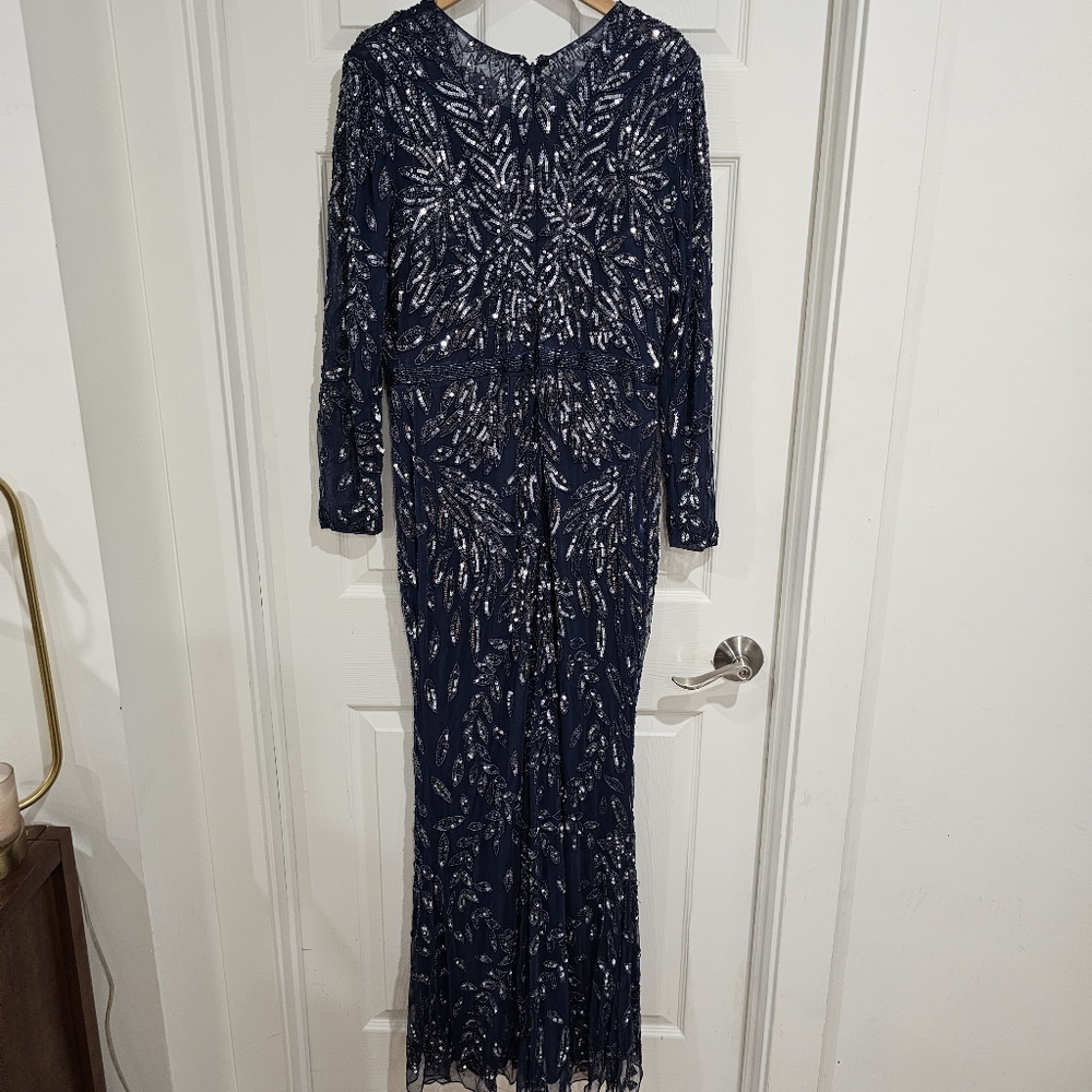 Mac Duggal 6023 Foliage Beaded Sheath Evening Gown - Picture 3 of 8